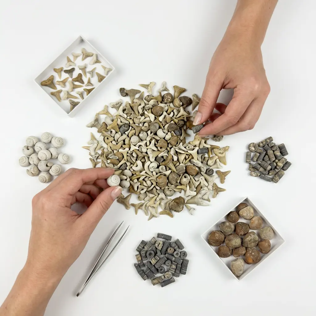 sorting and cleaning fossils by sizes